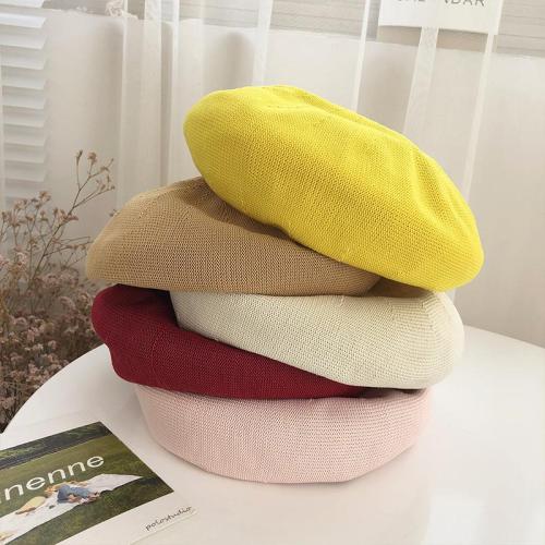 Retro Breathable Hollow Straw Beret Hat Female Summer Hat