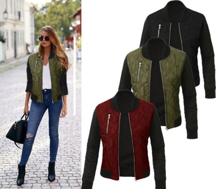 Stand Collar Patchwork Casual Jacket