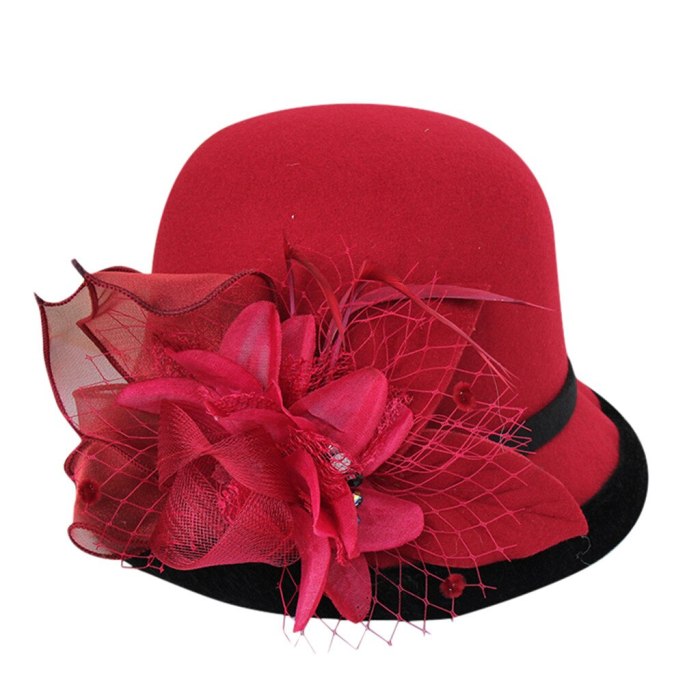Lady Top Hat Autumn And Winter Fashion Woolen Cloche Hats Woman Wool Felt Top Hat