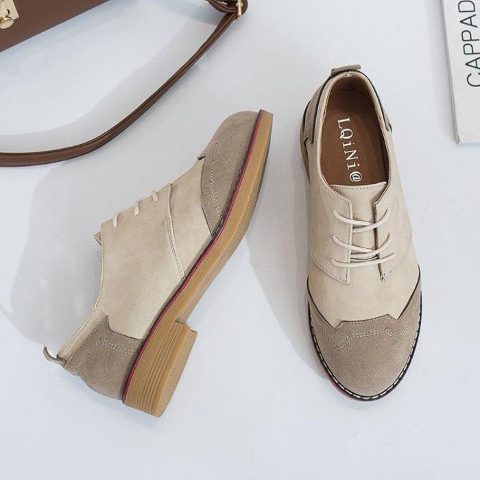 Women Artificial Leather Panel Casual Low Heel Flats