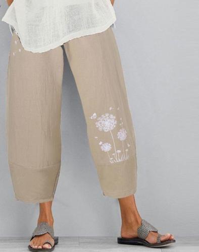 Casual Elastic Waist Floral Printed Pantalon Trousers Summer Harem Pants