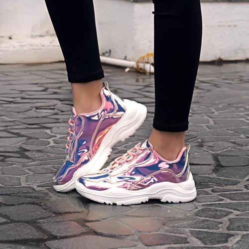 Increased Colorful Mirror Casual Shoes