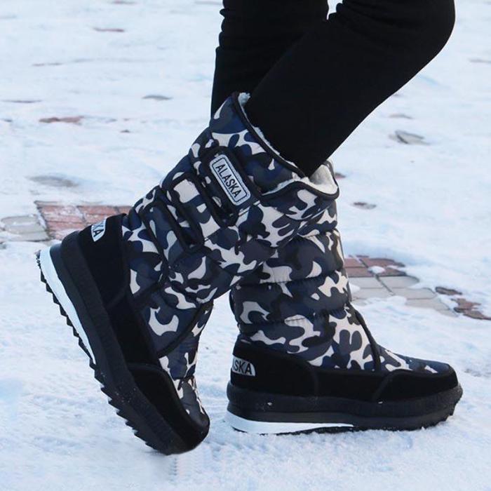 Womens Warm Flat Heel Oxford Winter Snow Boots