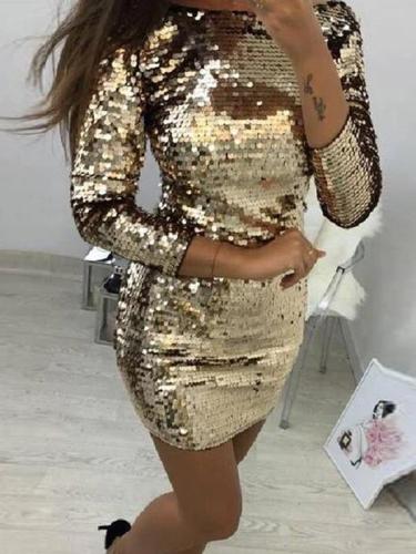 Casual Sequins   Sparkling Crystal Mini Bodycon Dresses