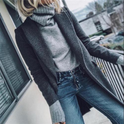 Minimalist Solid Color Autumn And Winter Long Cardigan Coat