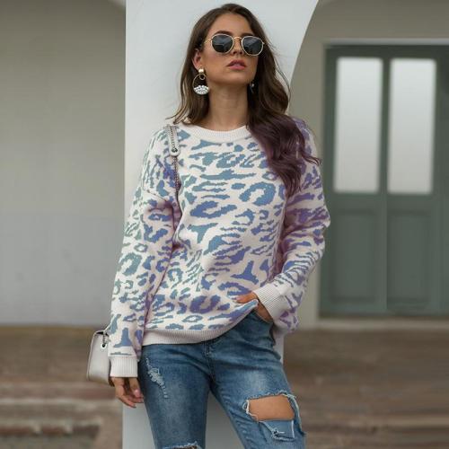 Women's Autumn and Winter New Style Sweater Camouflage Leopard Pullover Sweater Women Knit Sweater Women Pullover