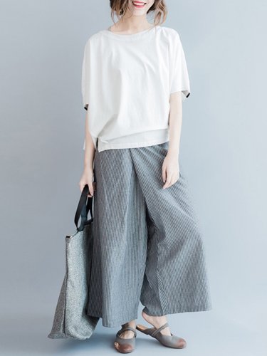 Striped Casual Pockets Pants