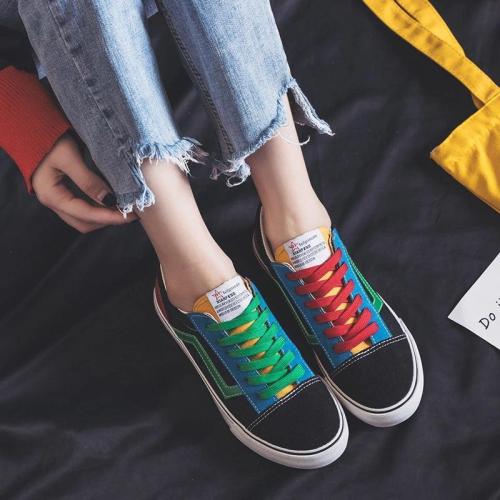 Women's Fashion Casual Trend Color Matching Canvas Sneakers