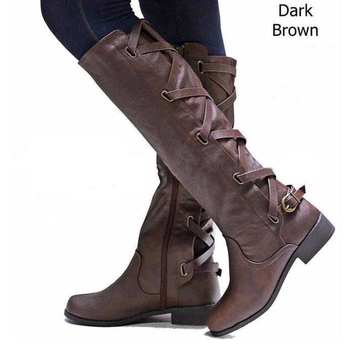 Black PU Chunky Heel Zipper Casual Winter Boots