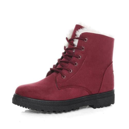 Lace Up Red Women's Slip-On Suede Boots