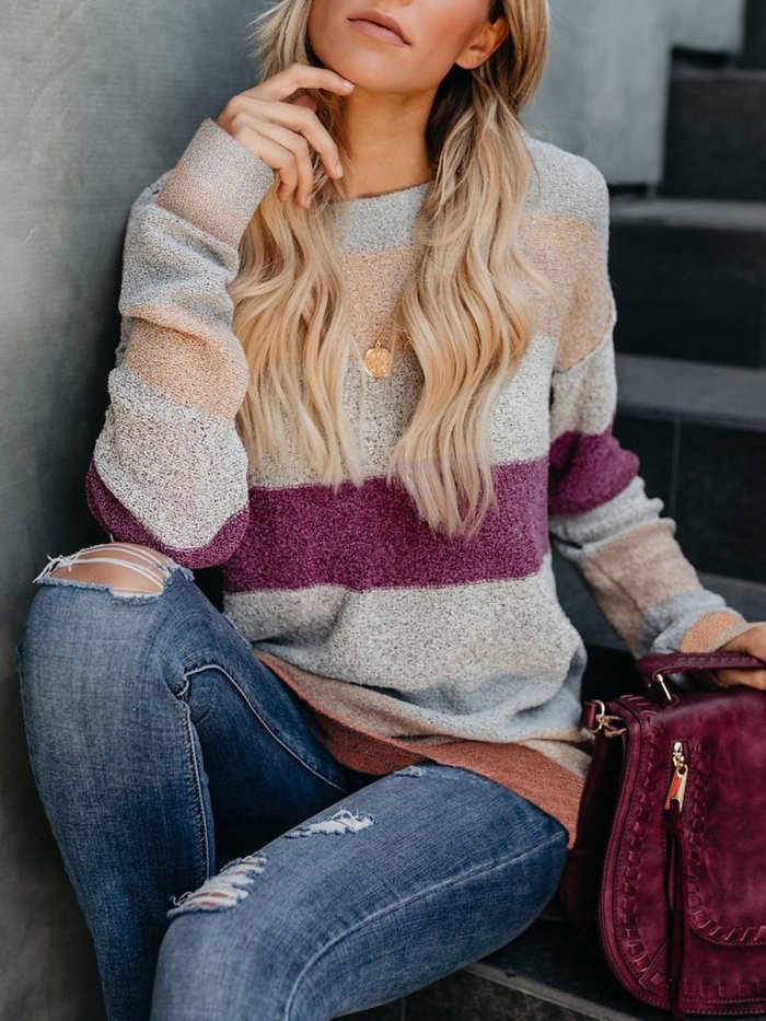Multicolor Elegant Knit Wear Women's Soft Pullover Sweaters