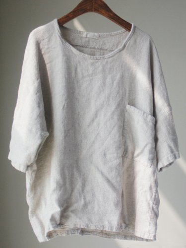 Beige Solid Cotton-Blend Long Sleeve Shirts & Tops