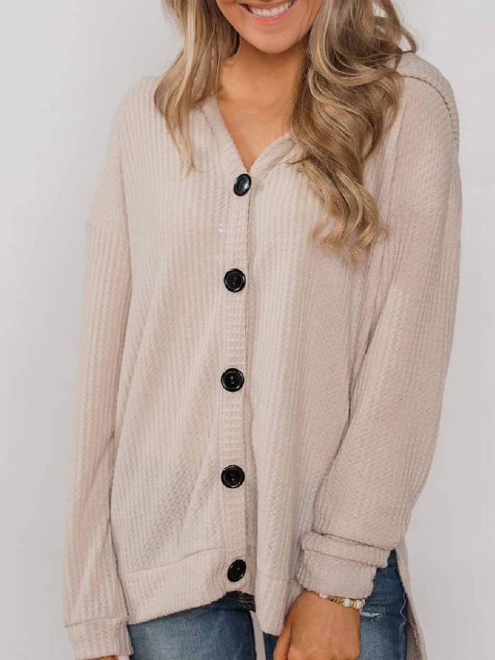 Buttoned Casual Hoodie Outerwear