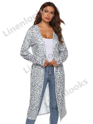 Fashion Leopard Cardigans Women Oversized Cardigan Coat Loose