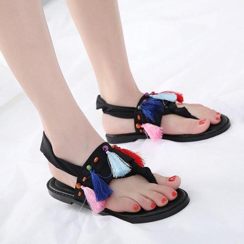 Tassel Daily Pu Flat Heel Summer Sandals