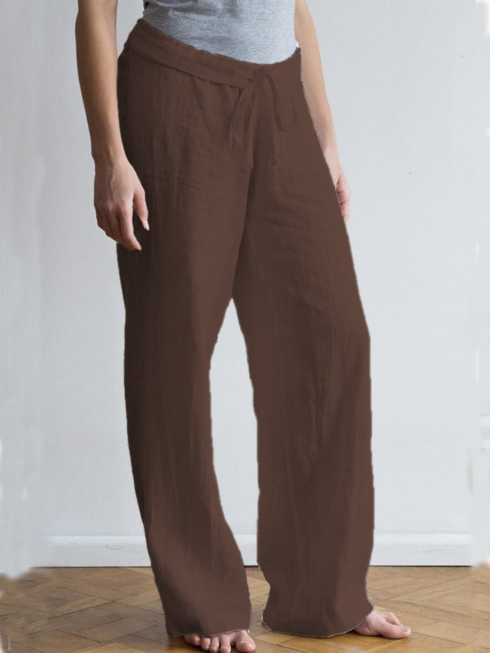 Casual Plain Linen Pants