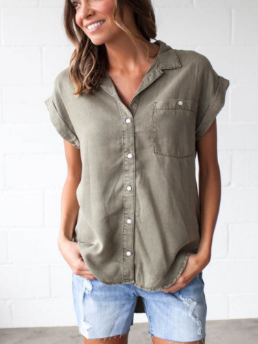 Woman Buttoned Casual T-shirts
