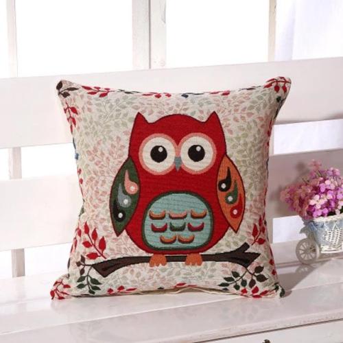 Owl Printed Square Pillow Case