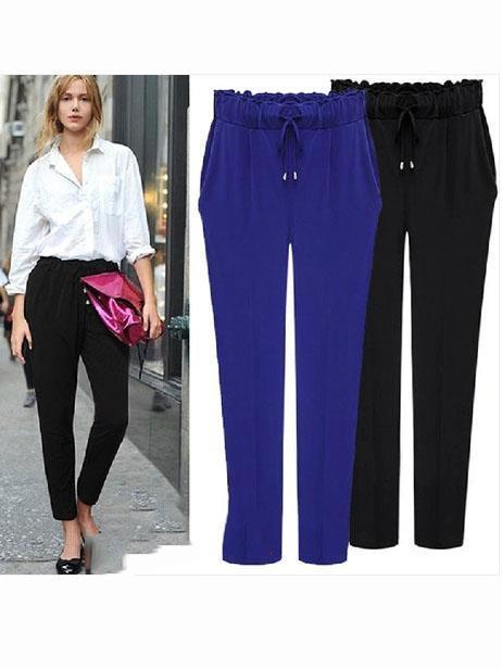 Daily Casual Solid Cotton-Blend Pants