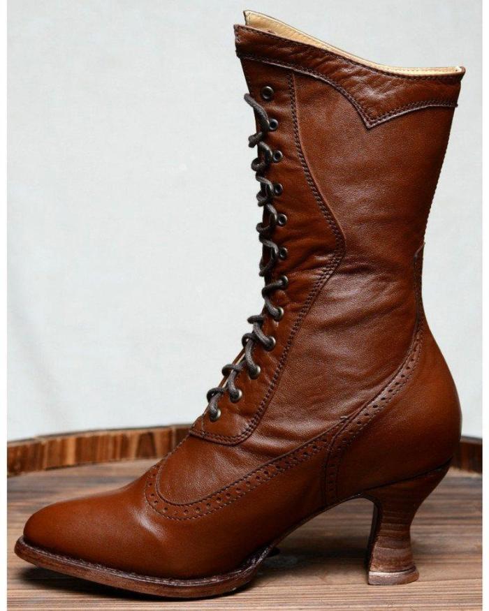 Brown Low Heel Ruched All Season Boots