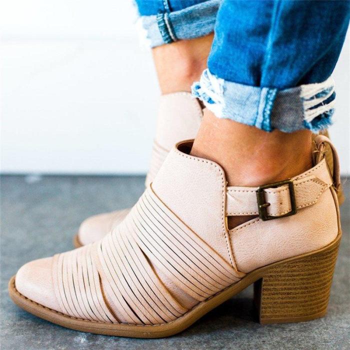 Women Classic Ankle Adjustable Buckle Booties Casual Comfort Plus Size Shoes