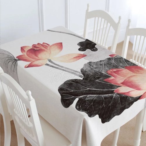 Lotus Ink Painting Tablecloth