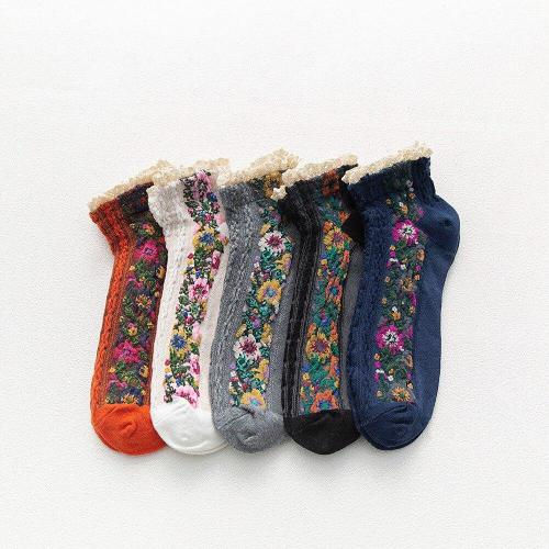 Women Socks Cotton National Wind Flowers Autumn and Winter Ladies Socks Warm