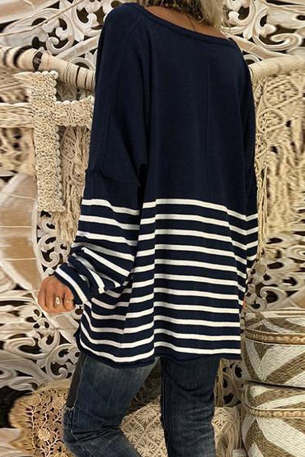Striped Long Sleeve Casual T-shirts