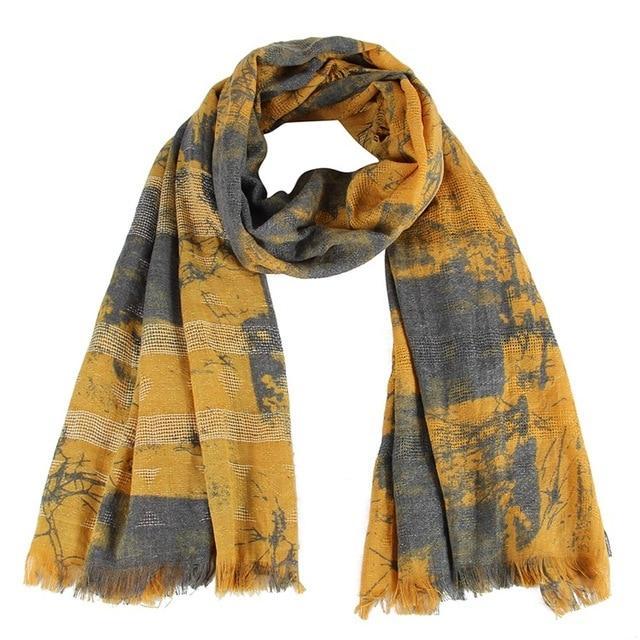 Fashion Tie Dyeing Yellow Soft Long Shawls Patchwork Scarves