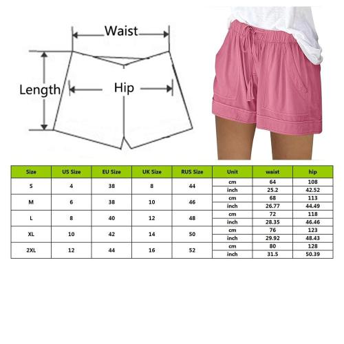 2020 Women Shorts Comfy Drawstring Splice Casual Elastic Waist Pocketed Loose Short