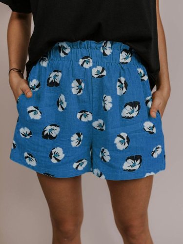 Women Floral Shorts Pockets Printed Casual Shorts