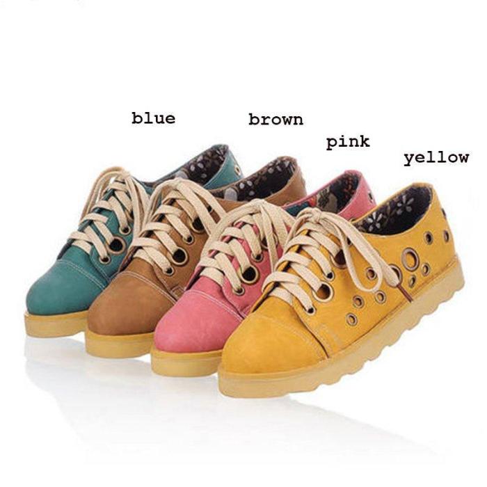 Women Metal Circle Lace-Up Spring/fall Pu Daily Oxfords Shoes