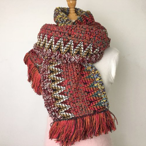 Winter Warm and Retro Long Scarf Knitting Tassel Knitted Scarf for Women