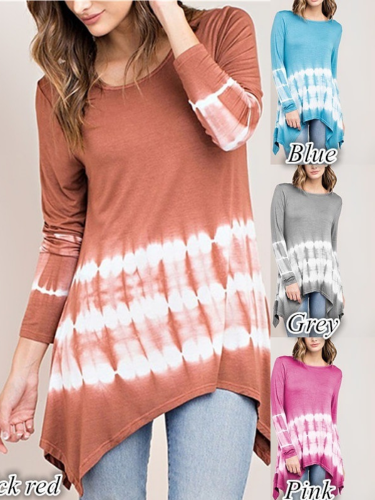 Casual  Crew Neck Ombre Long Sleeve T-Shirt