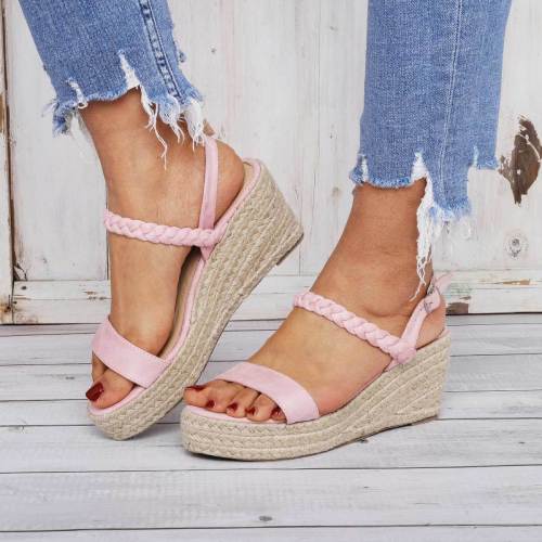 Comfy Summer Buckle Wedge Sandals