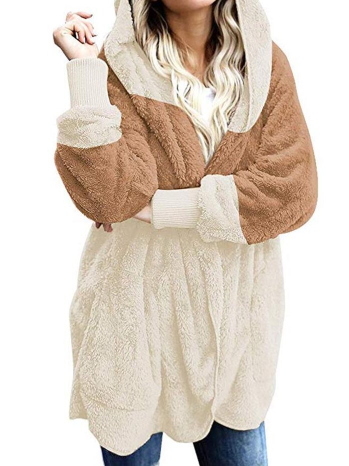 Fleece Fur Hooded Fluffy Coat
