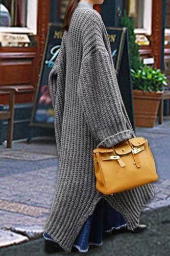 Casual Plain Thicken Loose Long Sweater Cardigan