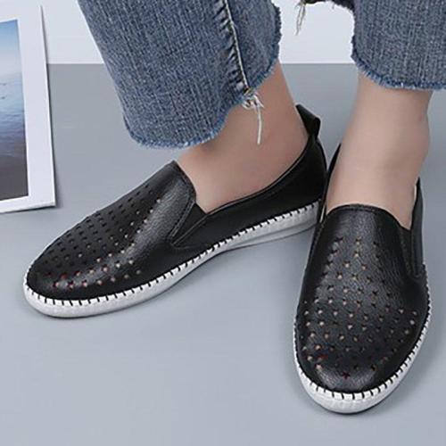 Women PU Loafers Flat Star Casual Comfort Plus Size Shoes