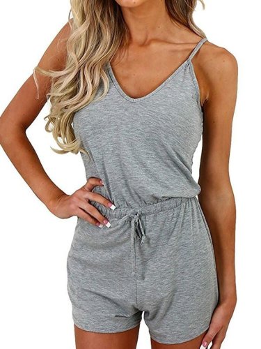 Size S-5XL Drawstring Sexy V Neck Rompers