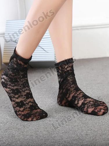 New Transparent Hollow Out Fashion Trend Lace Tube Socks
