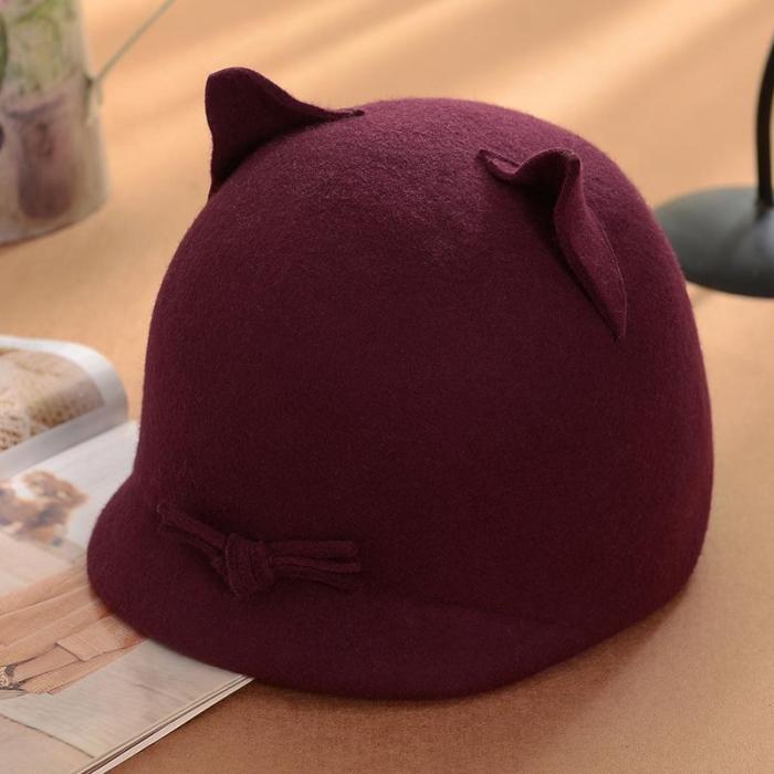 Fashionable Cute Cat Felt Beret Hat
