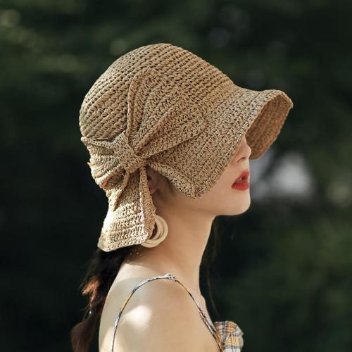 Sun Hat For Women Beach Panama Straw Dome Bucket Hat Shade Hat