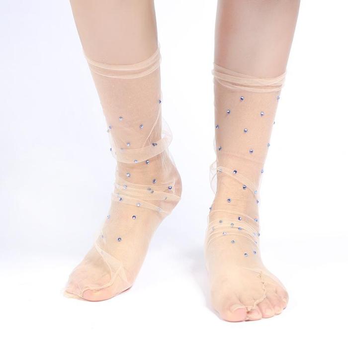 Thin Shiny Star Net Stockings Female Sweet Yarn Socks