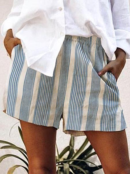 Stripes-Printed Casual Shorts