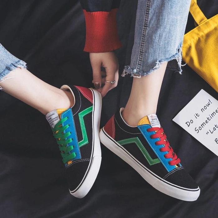 Women's Fashion Casual Trend Color Matching Canvas Sneakers