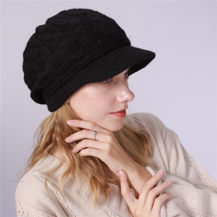 Winter Women's Knitted Hat Peaked Caps Beanie Hat Ladies Warm Slouchy Cap Crochet Ski Beanie Hat Female Baggy Skullies Beanies