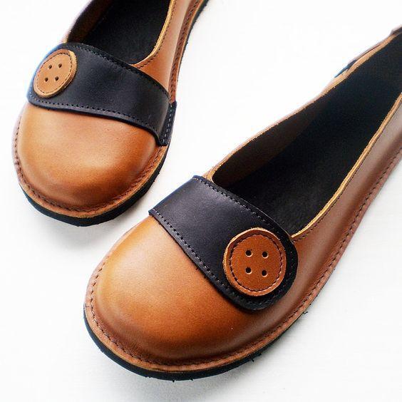Soft Buttoned Daily Flat Heel Pu Loafers