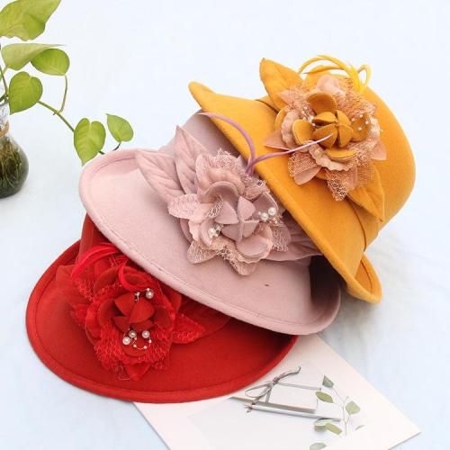 Feather Flower Hat Casual Felt Hat