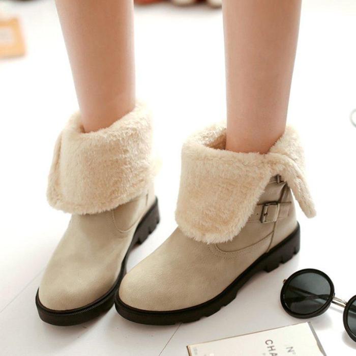 Womens Casual Round Toe Pu Snow Boots