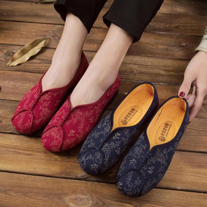 Women Fabric Flats Plus Size Casual Comfort Slip On Shoes